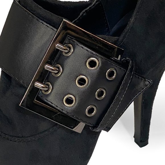 NEW DBDK Black Faux Suede Buckle Booties -Womens Size US 6, 6.5 & 9 Heels LAKE-1 - Picture 8 of 9